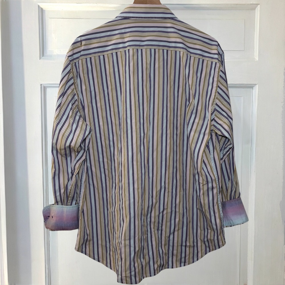 Robert Graham Striped Embroidered Multi Color Long Sleeve Button Down Shirt - Picture 5 of 12